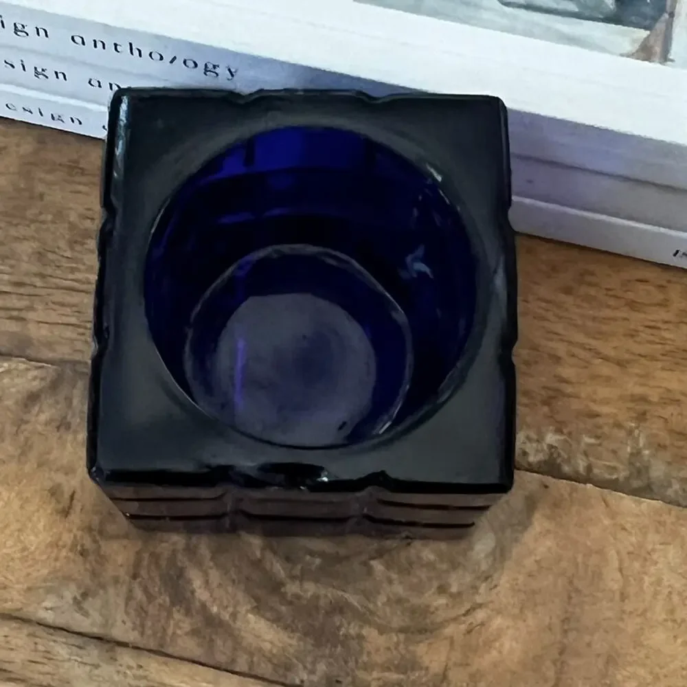 Square Cube Decorative Candle Holder Cobalt Blue MCM